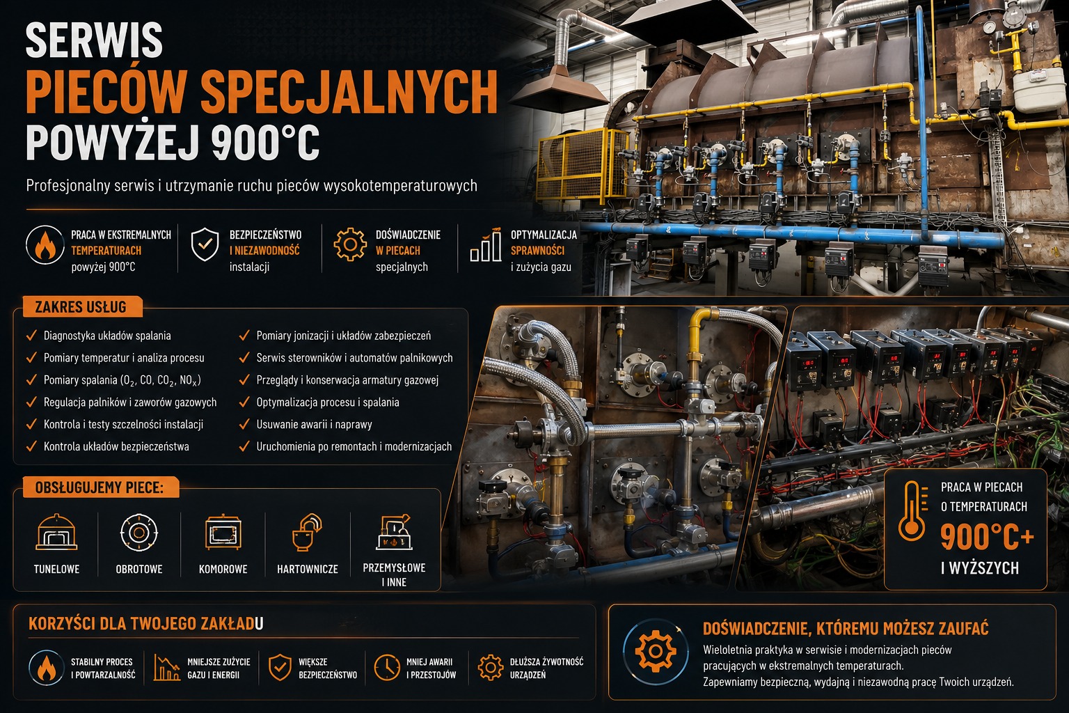 Serwis pieców specjalnych powyżej 900 stopni